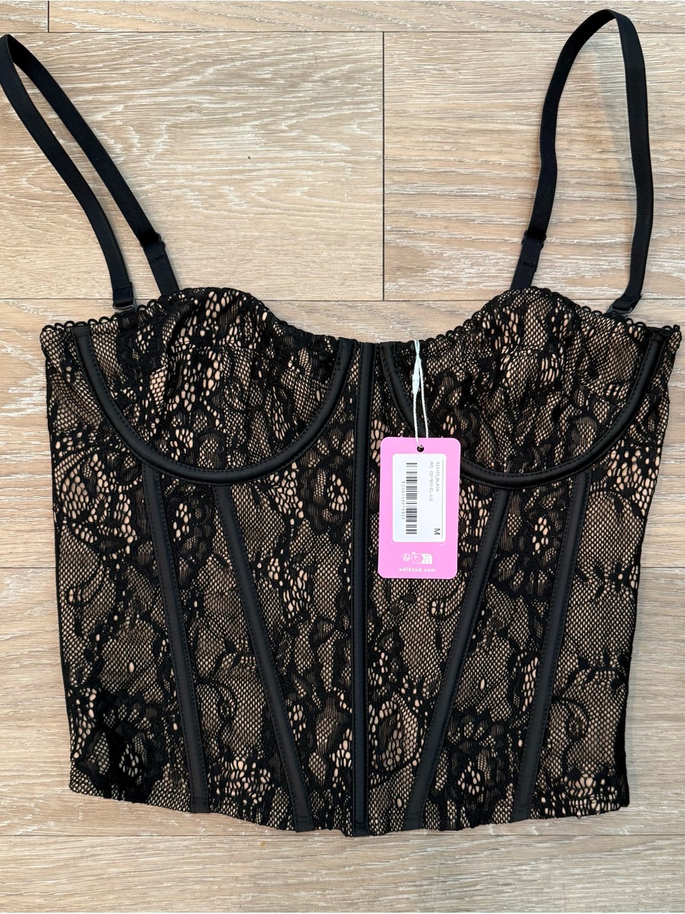 NWT Edikted Black Lace Corset Top Size Medium